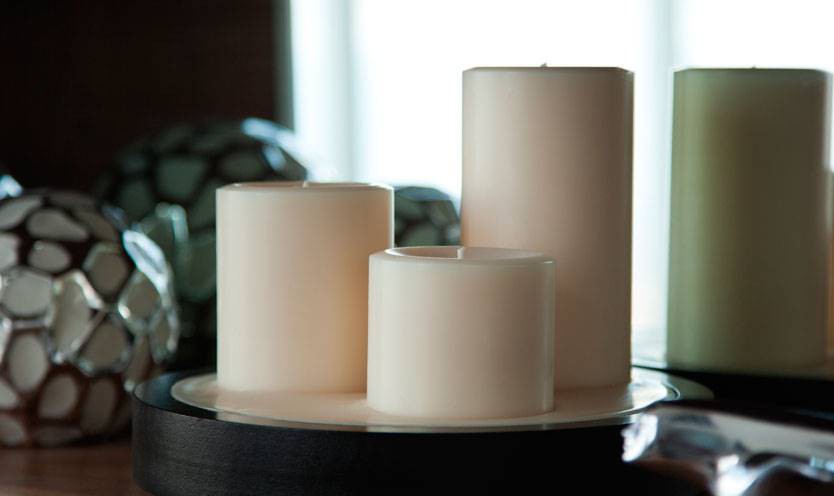 Centro De Mesa Con Base De Madera Cilíndrico Chico 3 Velas Cilíndricas