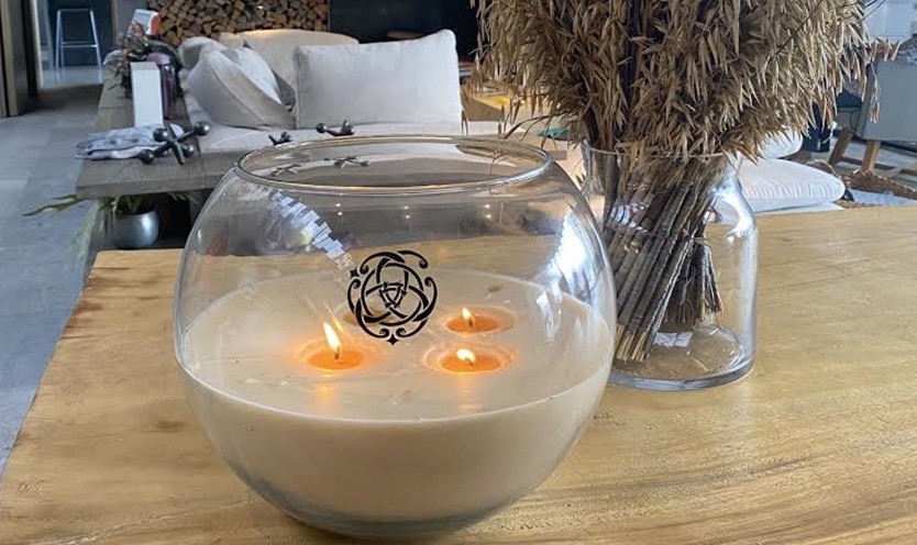 Contenedores de Cristal Grand Bol con Cera de Soya con 4 Pabilos