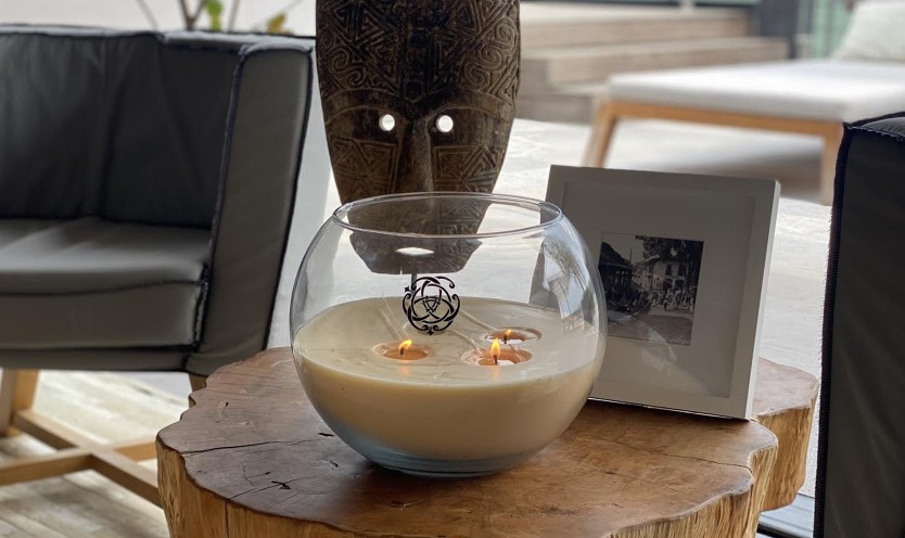 Contenedores de Cristal Grand Bol con Cera de Soya con 4 Pabilos